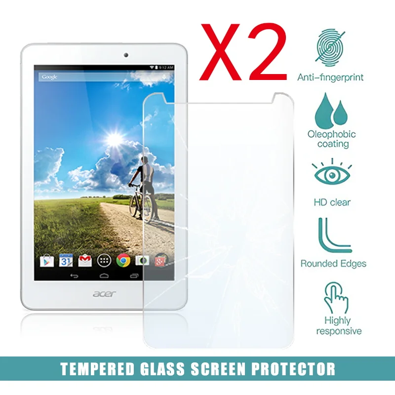 2Pcs Tablet Tempered Glass Screen Protector Cover for Acer Iconia Tab 8 A1-840 Fhd Anti-Vibration Tablet Computer Tempered Film