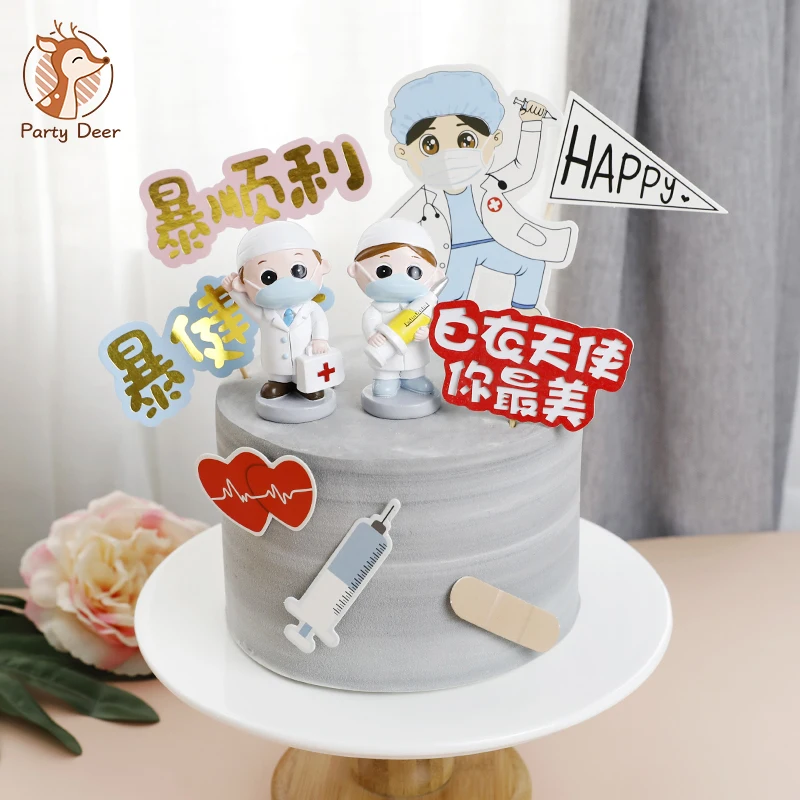 Angel in white Doctor and Nurse Of High Quality Resin Paper Cake Decoration Set Nurse's Day Cupcake Topper Party Supplies Gifts