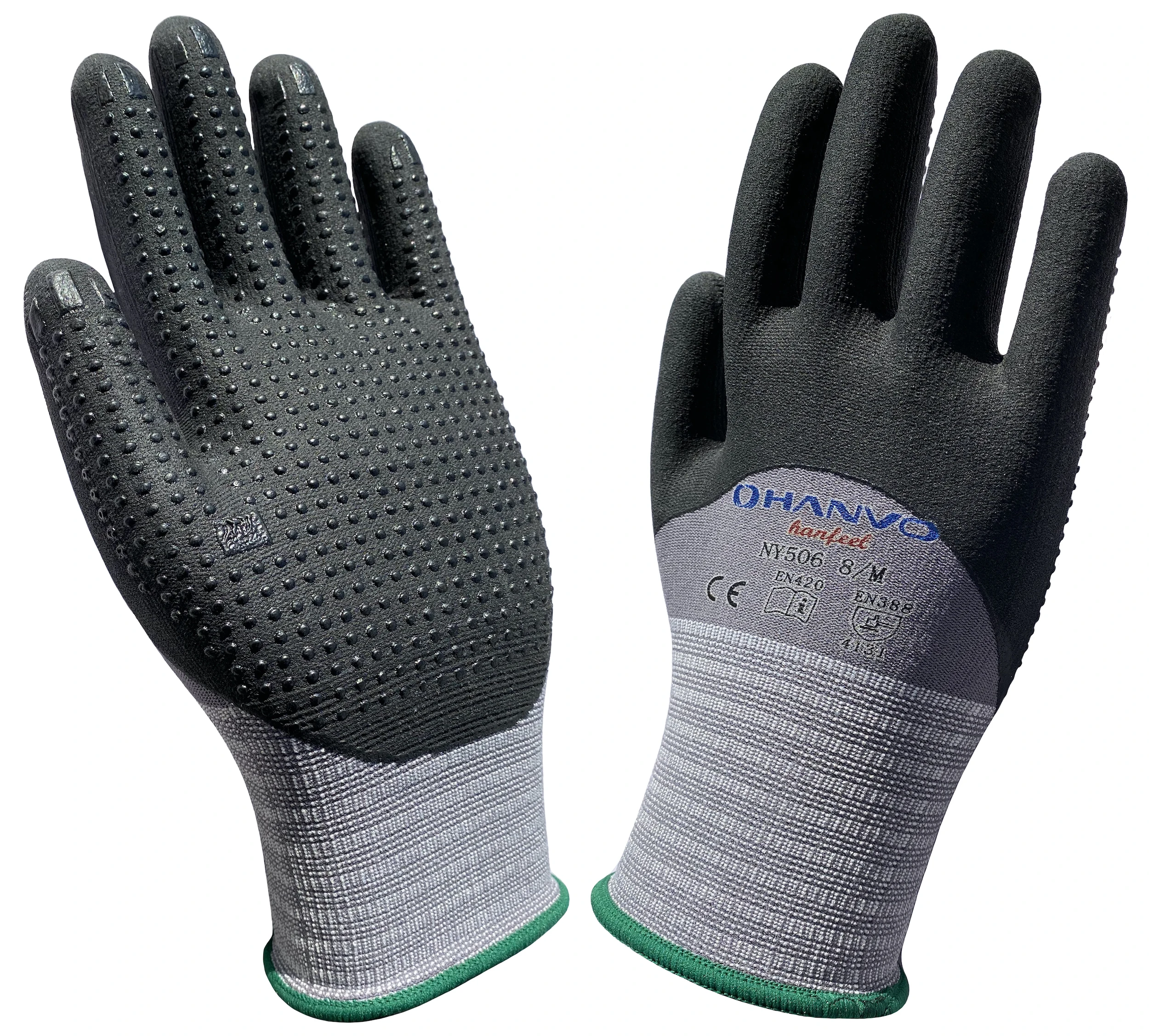 Imagem -01 - Maxi High Flex Jardinagem Luvas Petróleo Trabalho Gás Hanfeel Nylon Spandex Nitrilo Revestido Micro Espuma Pontos Resistente à Abrasão Segurança maxi high flex jardinagem luvas petroleo trabalho gas hanfeel nylon spandex nitrilo revestido micro espuma pontos resistente a abrasao seguranca 01