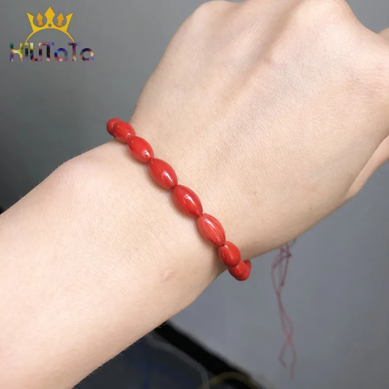 Natural Stone Rice Shape Red Coral Loose Spacer Beads For Jewelry DIY Making Bracelet Ear Studs Accessories 15\