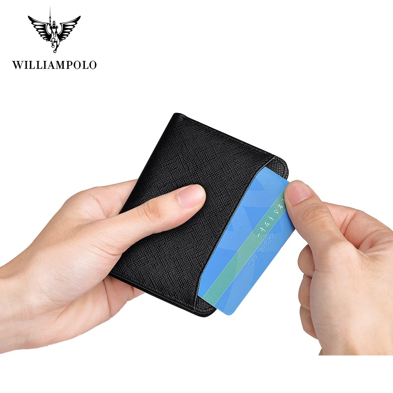 New high-end ultra-thin mini wallet fashion leather multifunctional couple credit card bag simple and versatile ID leather case