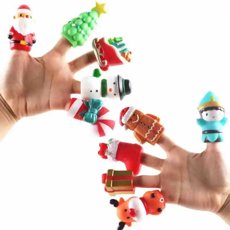 

5Pcs/Set Fidget toys Cartoon Christmas Gift PVC Christmas tree elk snowman elf Mini Finger toys Fun Doll Toy for Adult Kids