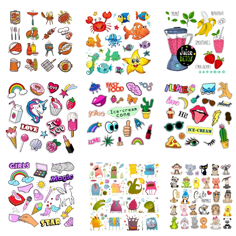 Iron on Transfer for Clothing Patches Thermo-stickers for Children Diy Cute Patch Textile Vinyl Stripes Appliques for Clothes J