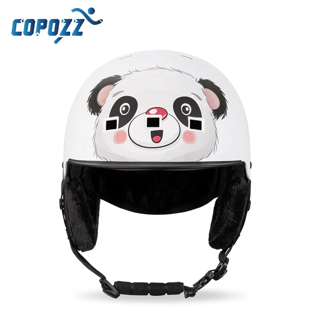 Copozz capacete de esqui infantil, desenho animado, moldado integralmente, proteção para esportes ao ar livre, snowboard, equipamento de esqui