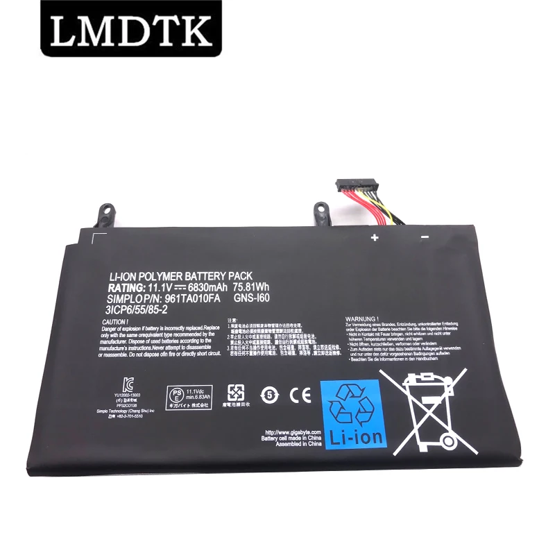 

LMDTK New GNS-I60 Laptop Battery For GIGABYTE P35K P37X P57X P35G P35N P35W P35X P37W P57W 961TA010FA 31CP6/55/85-2 11.1V 6830mA