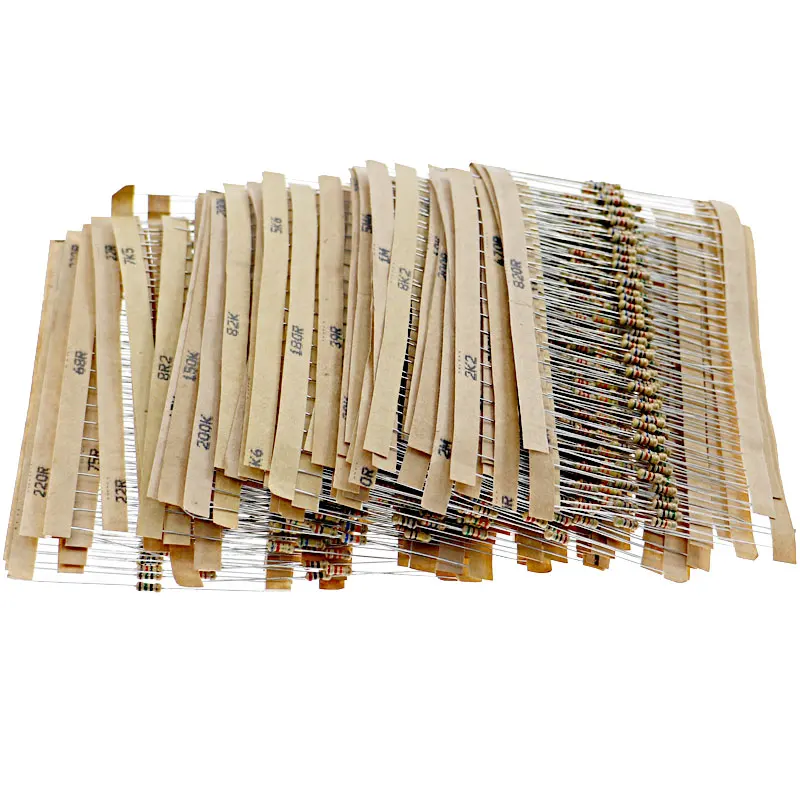 1500Pcs 1/4W 5% Carbon Film Resistor 75 Values Assorted Kit 1 ohm~10M ohm Range