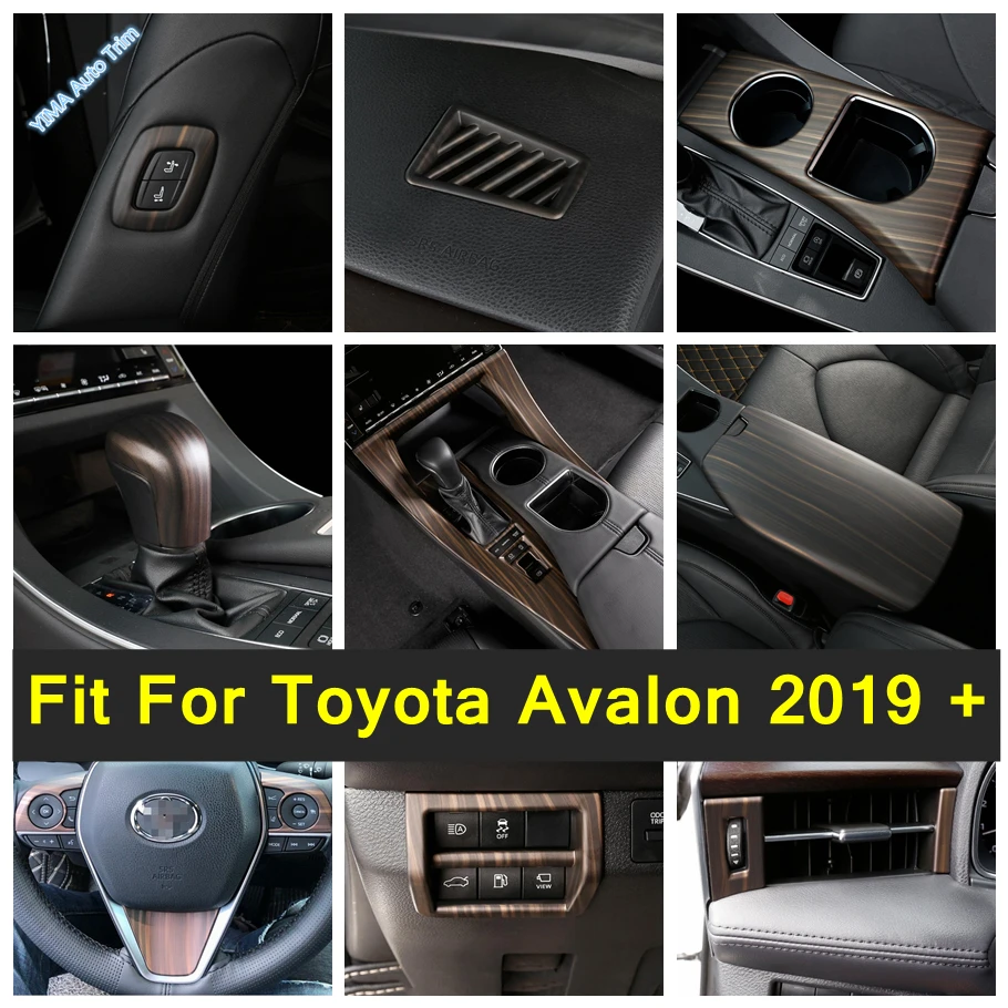 

Gearbox / Headlamp Switch Buttons / Armrest Box / Door Bowl Cover Trims For Toyota Avalon 2019 - 2023 Wood Grain Look Interior