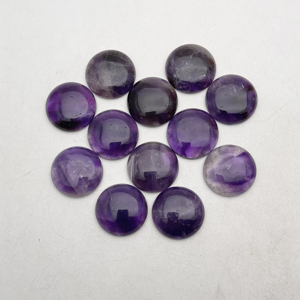 

fashion Natural stone 10pcs round Amethysts Cab Cabochon beads for Jewelry making charm accessories 25MM wholesale free shipping