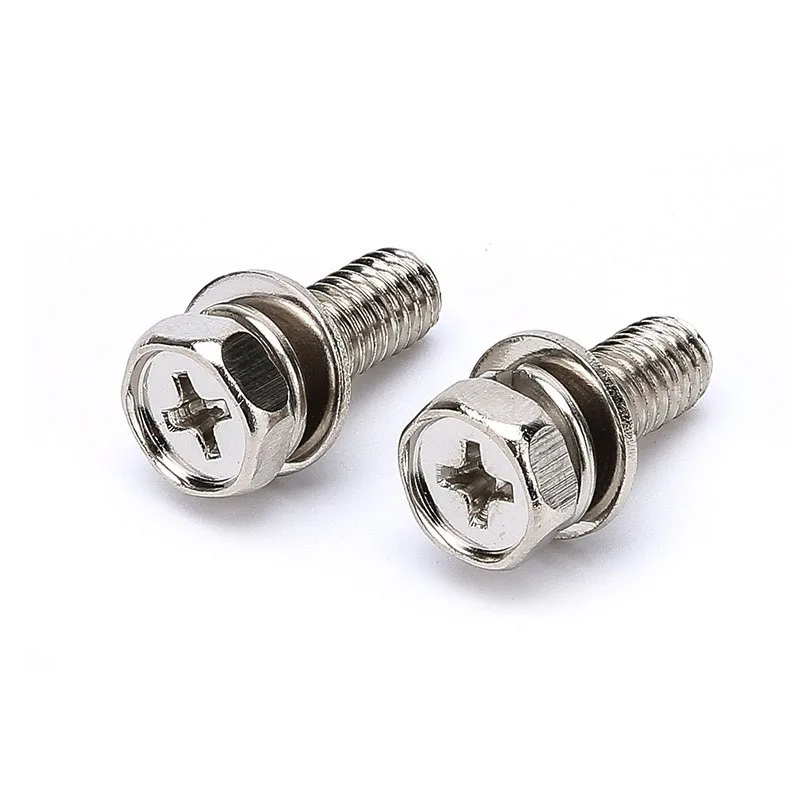 Phillips Cross Recessed Washer M3 M4Hex Head Machine Screw Metric Thread Hexagonal Combinstion Bolt Steel Nickel Plated