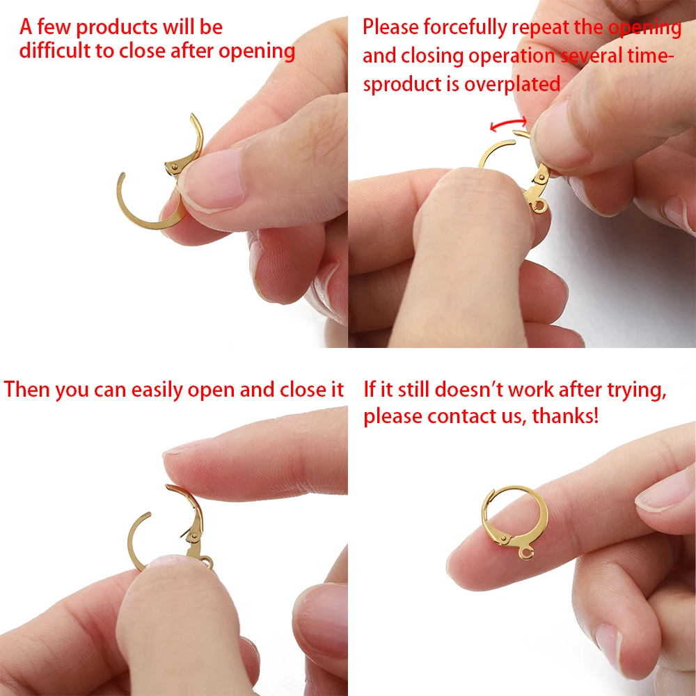 20pcs/lot Gold Stainless Steel French Lever Earring Hooks Wire Settings Base Hoops Earrings For DIY Jewelry Making Supplies