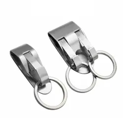 Stainless Steel Keyring Security Clip On Heavy Duty Belt Key Clip Belt Keychain 2 Detachable Keyrings Belt Key Holder