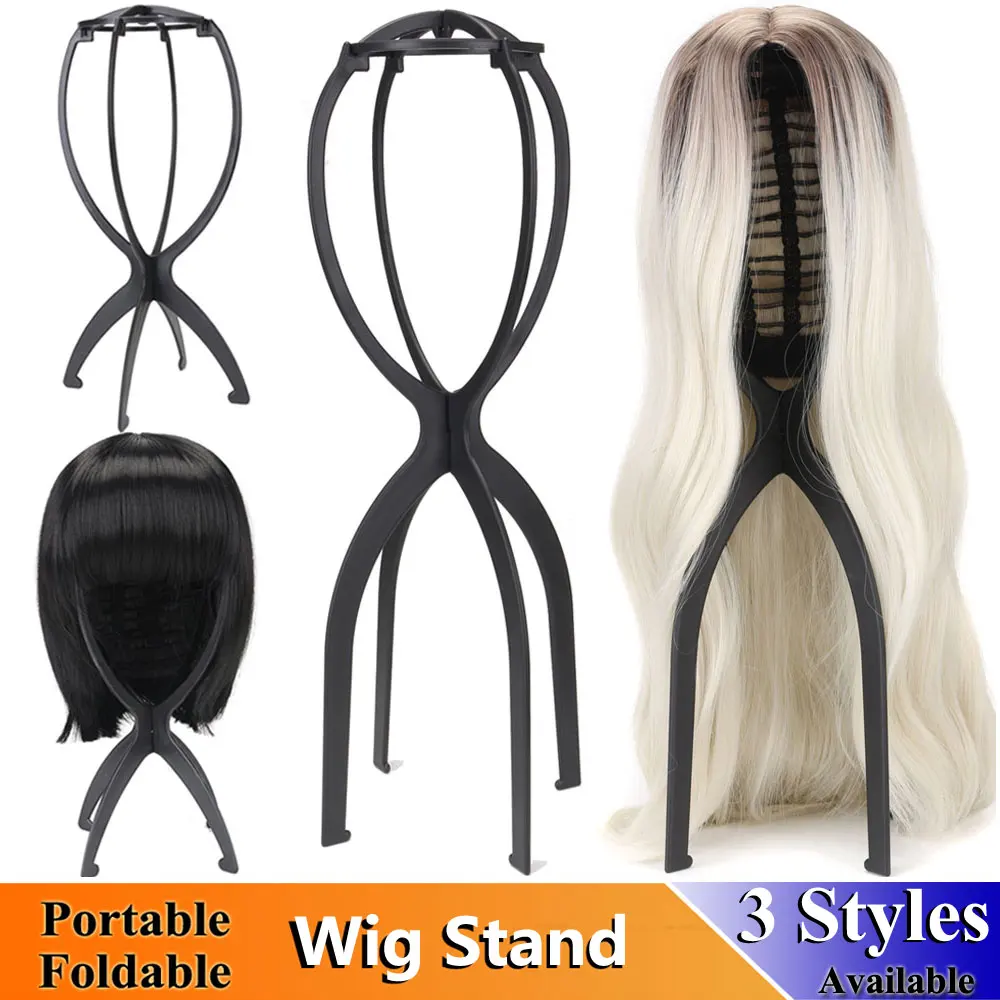 1Pc Colorful Plastic Wig Stand Portable Folding Wig Head Stand 18X36cm Head Holder for Displaying Black/White/Blue/Pink Wig Head