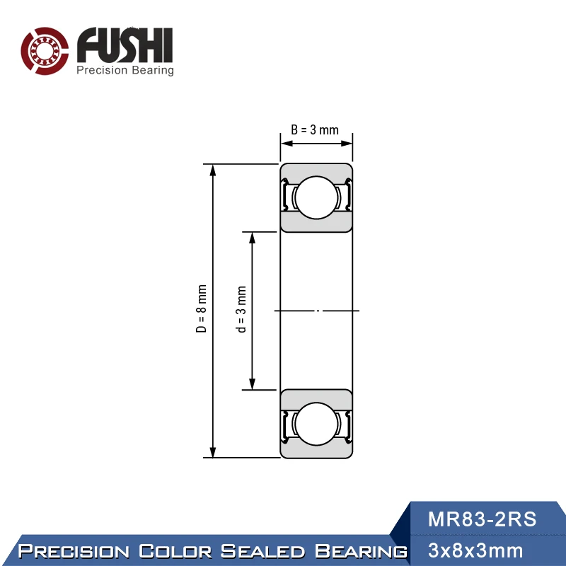 MR83-2RS Lager 3X8X3 Mm 10Pcs ABEC-1 Miniatuur Flens MR83RS Kogellagers R-830ZZY03