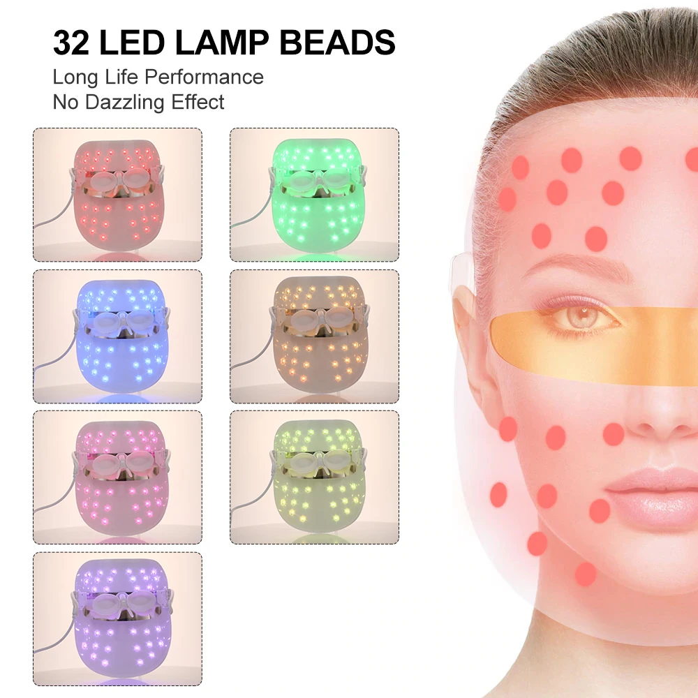 Led Therapy Mask 7 Colors Light Therapy Facial Mask Skin Rejuvenation Electroporation Beauty Instrument Photon Reduce Wrinkle