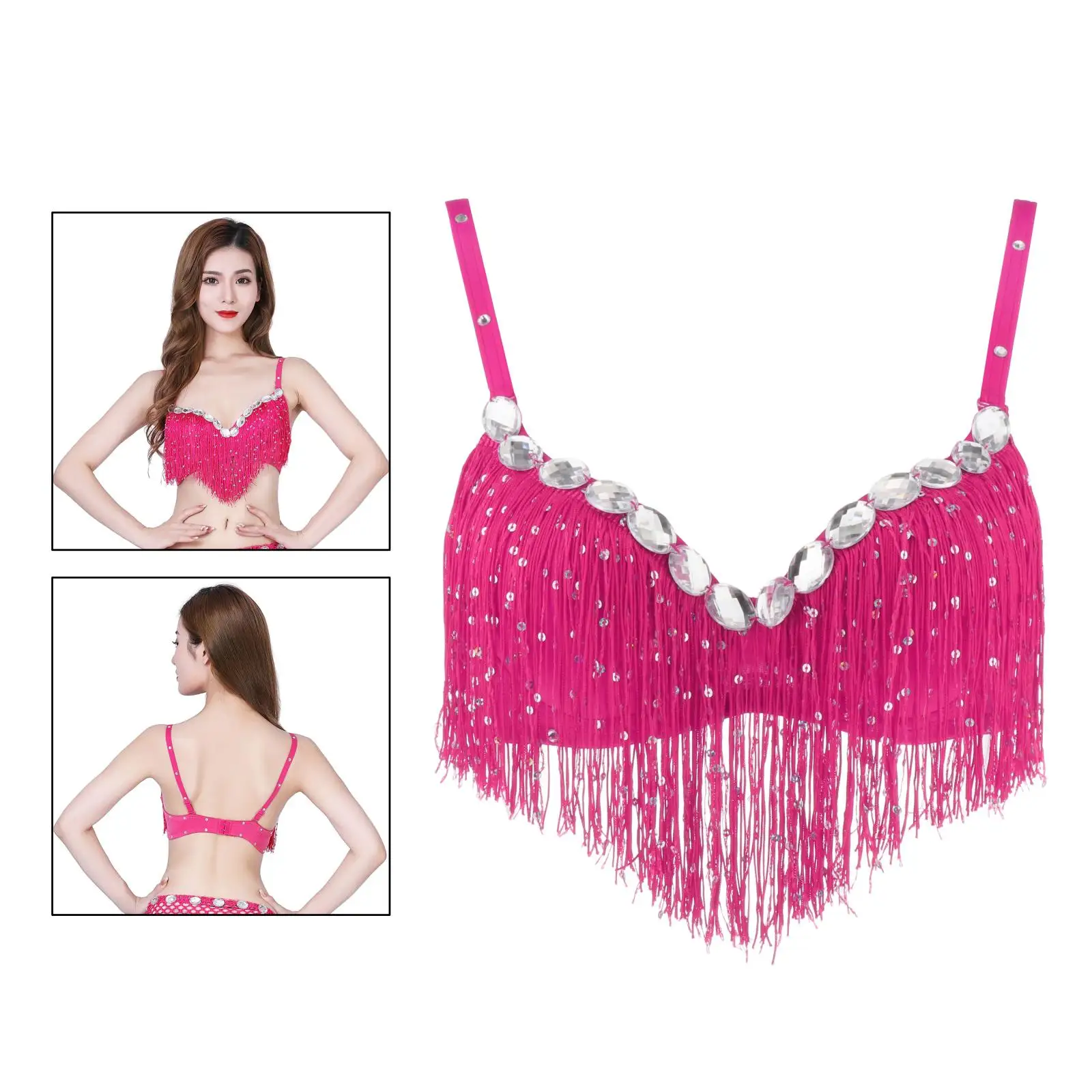 Costume da danza del ventre da donna reggiseni con paillettes Top con frange nappa Party Festival Club Wear reggiseni