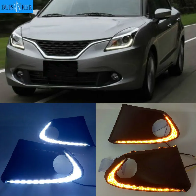 

2Pcs For Suzuki Baleno 2016 2017 2018 2019 LED DRL Daytime Running Lights Fog Lamp cover with turn signals daylight