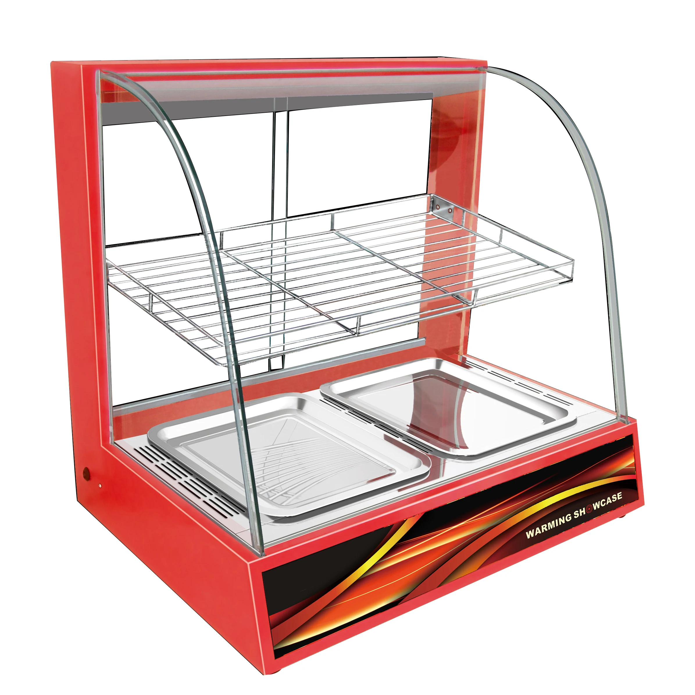 

Cake Warming Display showcase Display Heated Cabinet 1 Layer Shelf Curved Glass