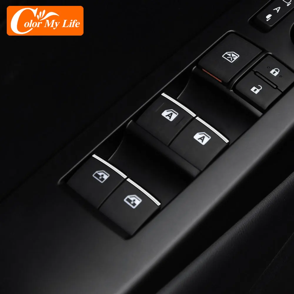 7pcs Window Lift Button Sequins Trim Fit for Toyota Prado Corolla RAV4 Highlander Auris Camry Sienna 4runner Tundra Sequoia