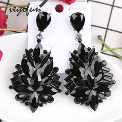 Veyofun Luxury Black Crystal Drop Earrings Hyperbole Dangle Earrings Fashion Jewelry for Women Wholesale Brinco