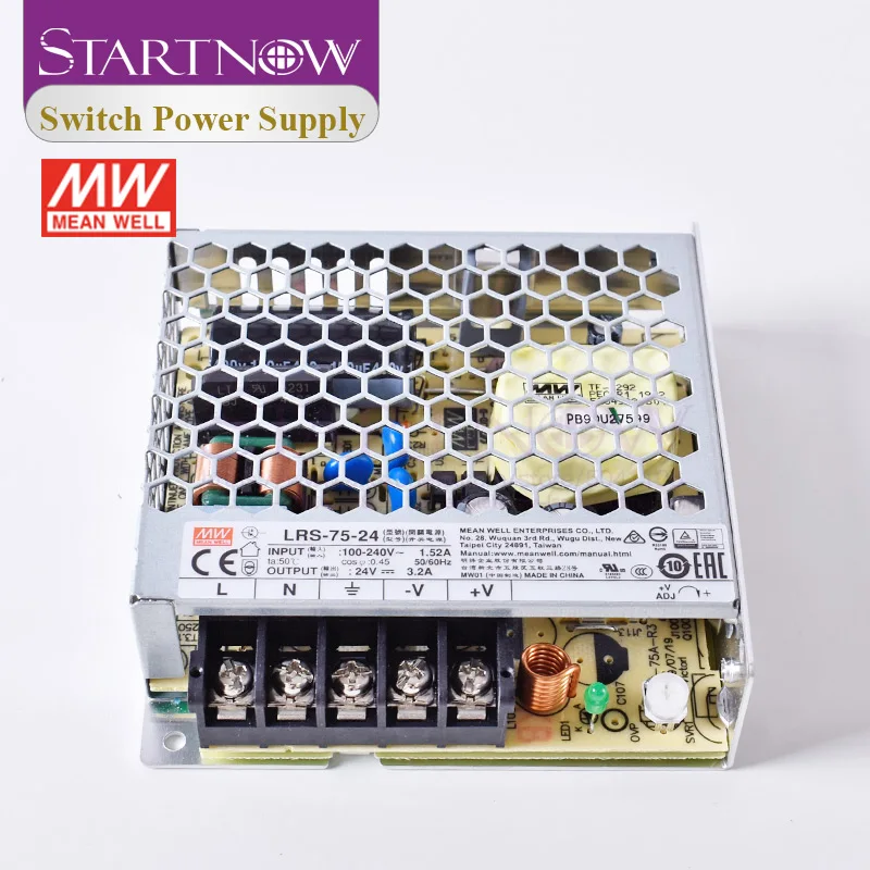 Startnow LRS-75-24 Switch Power Supply Laser Controller 12V 6A 24V 3.2A 75W Original MW Taiwan Meanwell Switching Power Supply