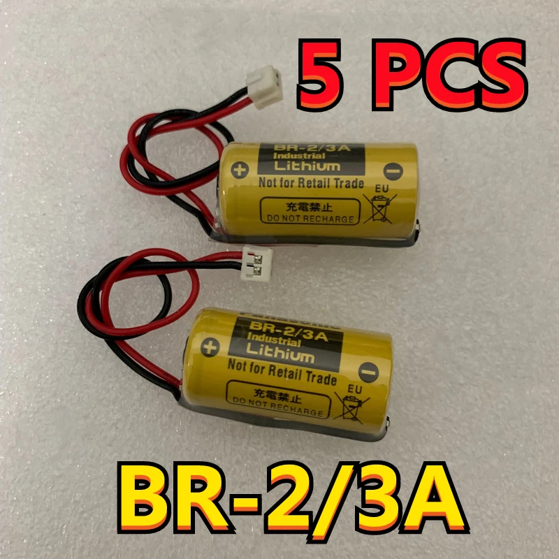 5PACK Original NEW PLC Battery BR-2/3A CPU43412A 17335 3V Lithium Battery With White Connector (Customizable Plug)