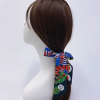 Fashion Women Hair Scarf 2024 New Brand Design Luxury Silk Scarf Fashion Print Headband Skinny Bag Scarves Neckerchief 4