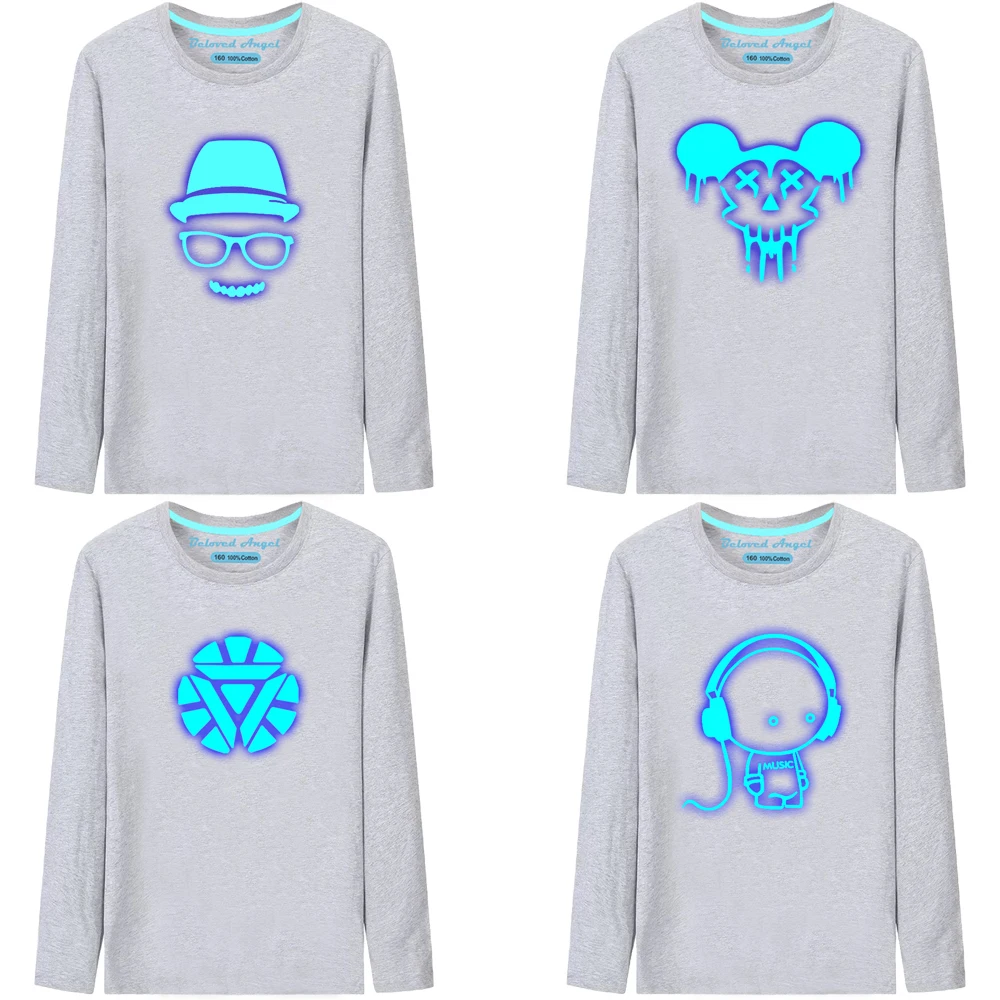 

New Kids Video Game Luminous T Shirts Anime 3D Printed Girls Boys Costume Children Tops Long Sleeve Cotton Tee For Baby Clothes