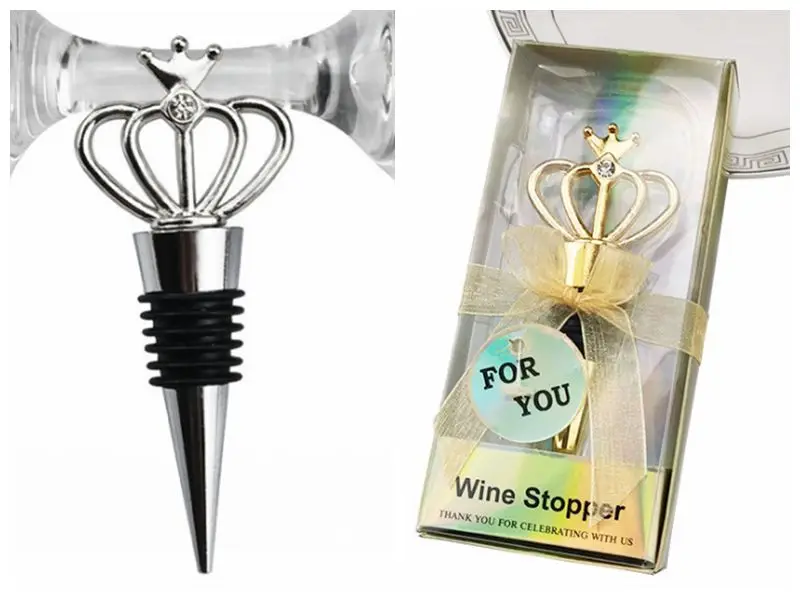 

(20 Pieces/lot) Wedding and Party Favors of Silver Crown Bottle Wine stopper favors for Bridal shower and Wedding reception gift