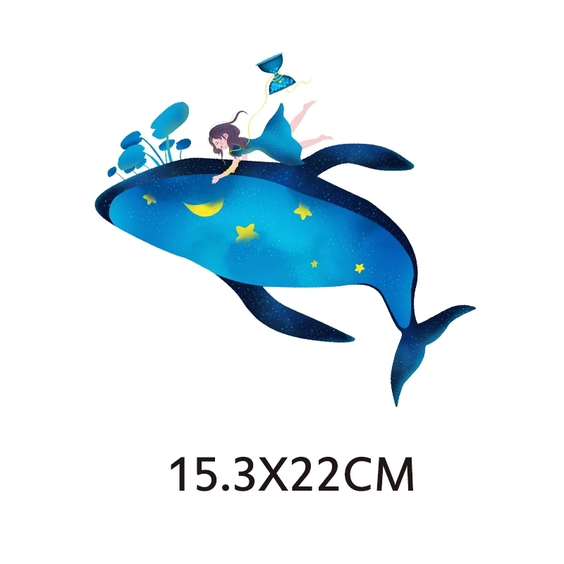 Ocean Animal Iron On Transfer Patches For Clothes Fashion Whale Patch Vinyl Heat Transfer Thermal Fish Stickers On Clothes