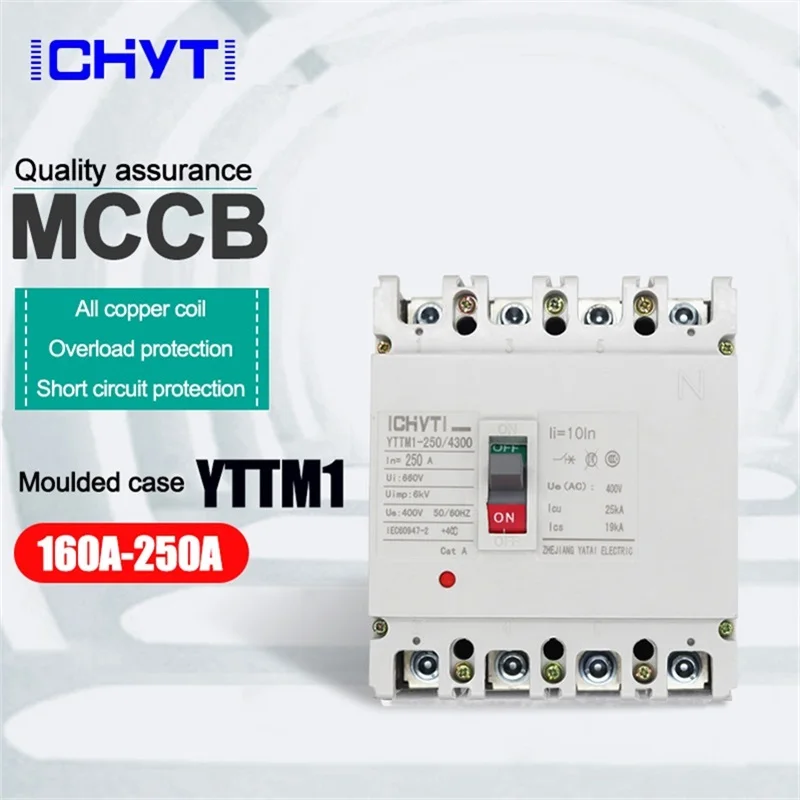 CHYT Molded Case Circuit Breaker 160A 200A 225A 250A Three-Phase Four Wire 4P Moulded Case Air Switch 380v MCCB