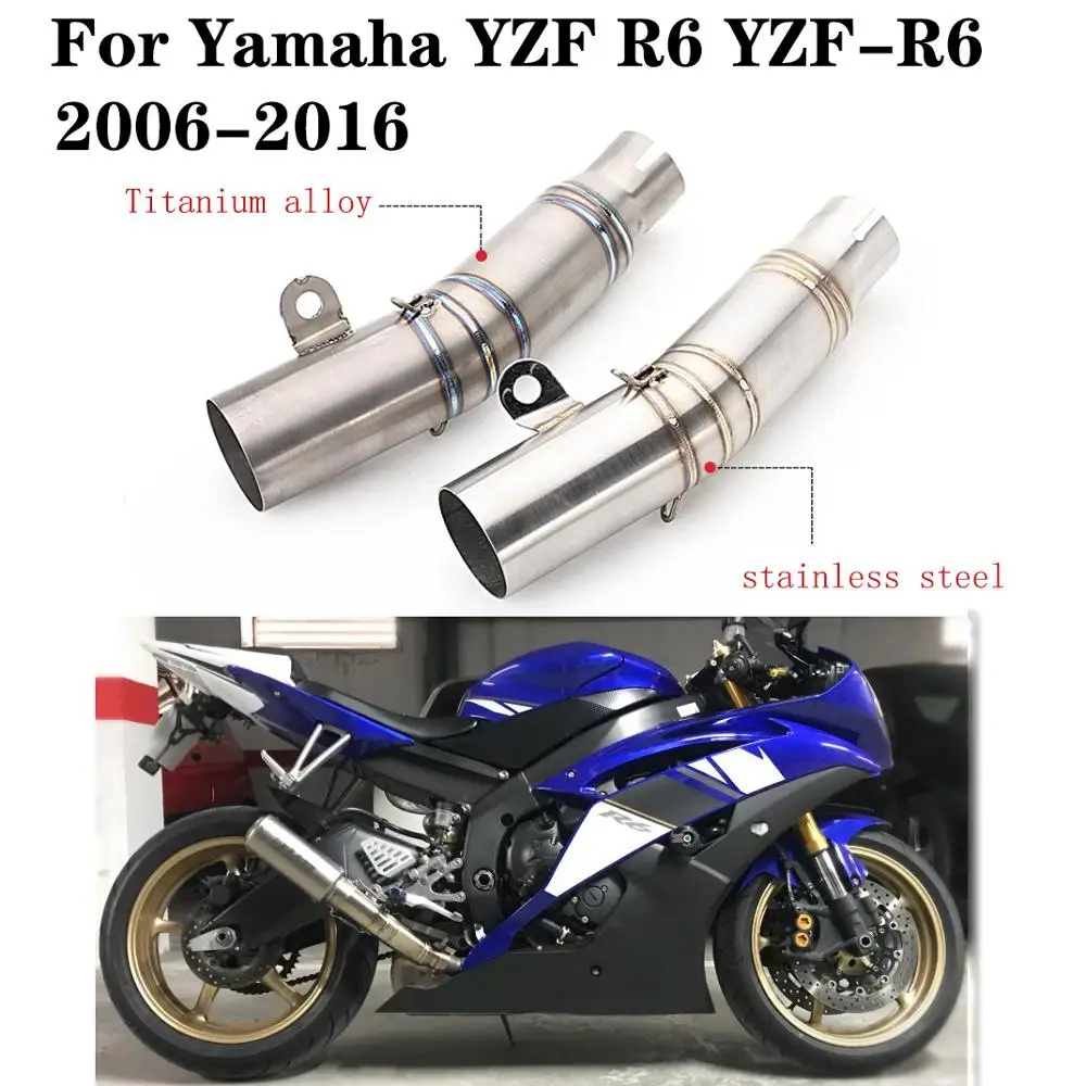 Motorcross Motorcycle Escape Tail Exhaust Muffler Pipe Slip On for Yamaha YZF R6 YZF-R6 2006-2016 Modified Mid Link Connect Pipe