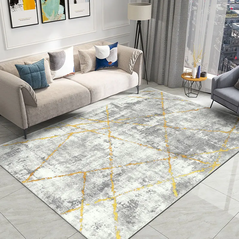 

Nordic Light Luxury Gray Living Room Carpet Concise Bedroom Lamb Velvet Rug Ink Coffee Table Floor Mat Home Study Area Rug