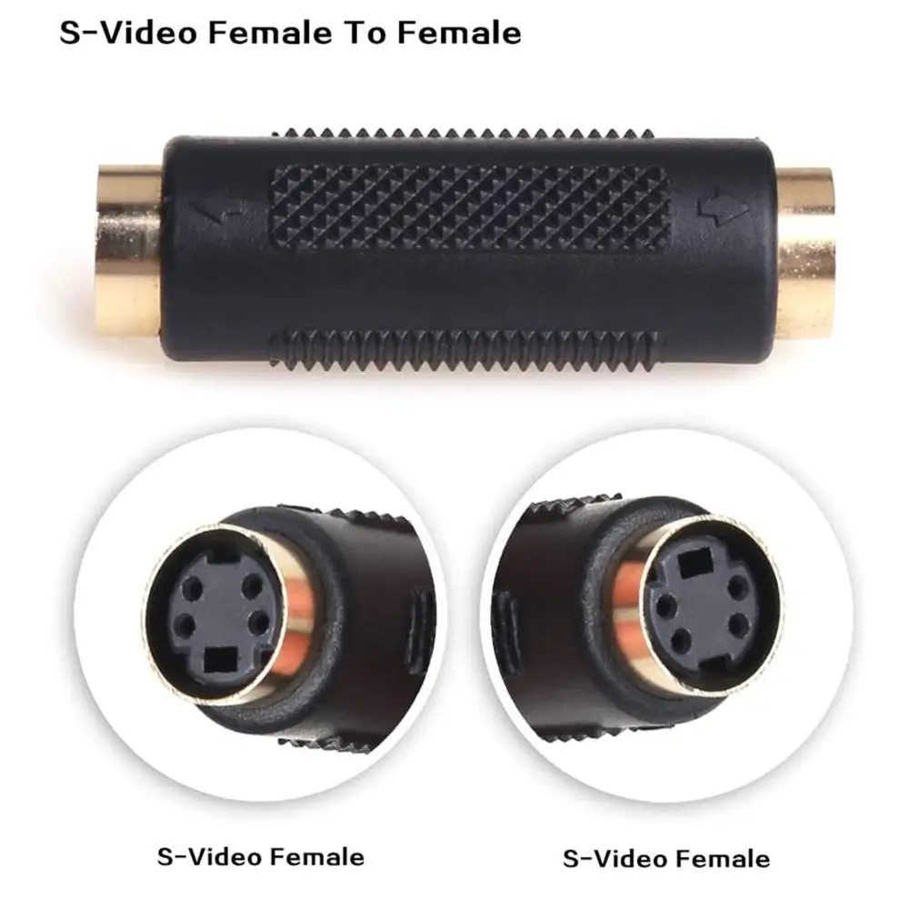 S-Video S-VHS Mini Din 4 PIN Female to Female Gender Change Coupler Extension Connector Composite Video Cable Adapter for DVD