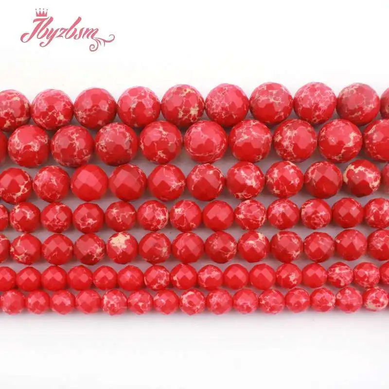 

Red Sea Sediment Imperial Jaspers Beads Round Faceted Stone Beads for DIY Necklace Bracelet Earring Jewelry Making Strand 15"