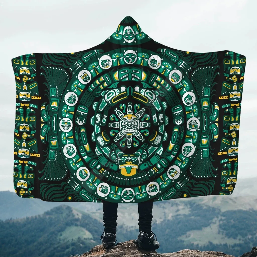 

The Mayan Calendar Native 3D All Over Printed Hooded Blanket Adult child Sherpa Fleece Wearable Blanket Microfiber Bedding