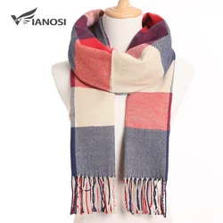 VIANOSI-Écharpe d'hiver à carreaux en cachemire pour femme, foulard chaud, écharpes monochromes, mode décontractée, luxe, 2024