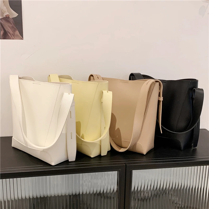 Imagem -06 - Alça Larga Balde Macio Crossbody Bolsas de Ombro para Mulheres Marca Designer Cor Sólida Grande Capacidade Senhoras Bolsas 2023