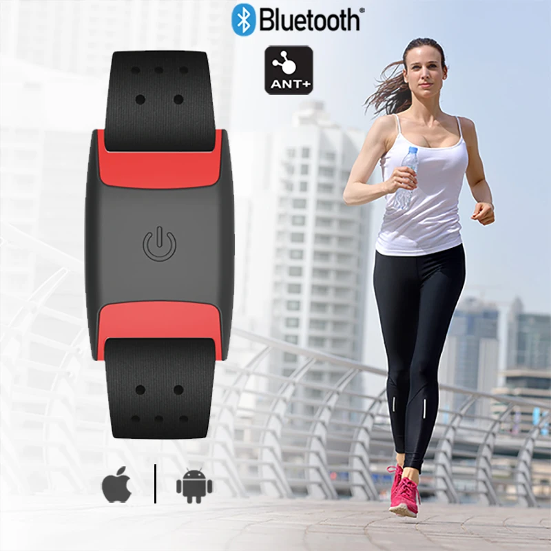 FITCENT Bluetooth ANT+ Heart Rate Monitor Armband Rechargeable HRM Sensor IP67 Waterproof for Peloton Zwift Wahoo Polar Endomond