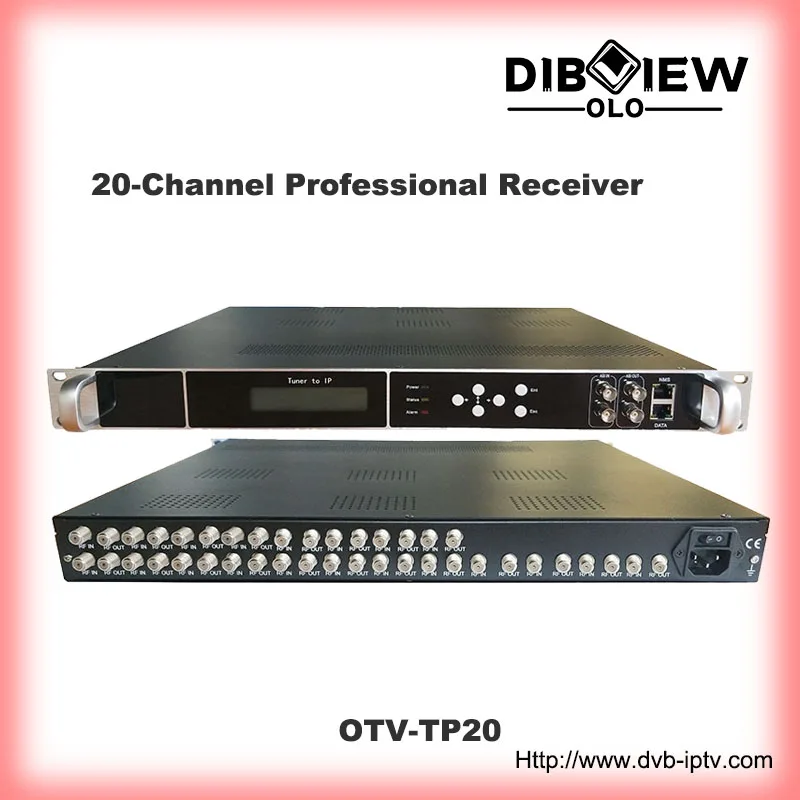 

Dibviewolo OTV-TP20 Digital TV Headend 20 Carriers CH RF FTA tuner 2*ASI to IP ASI gateway BISS Satellite Professional Receiver