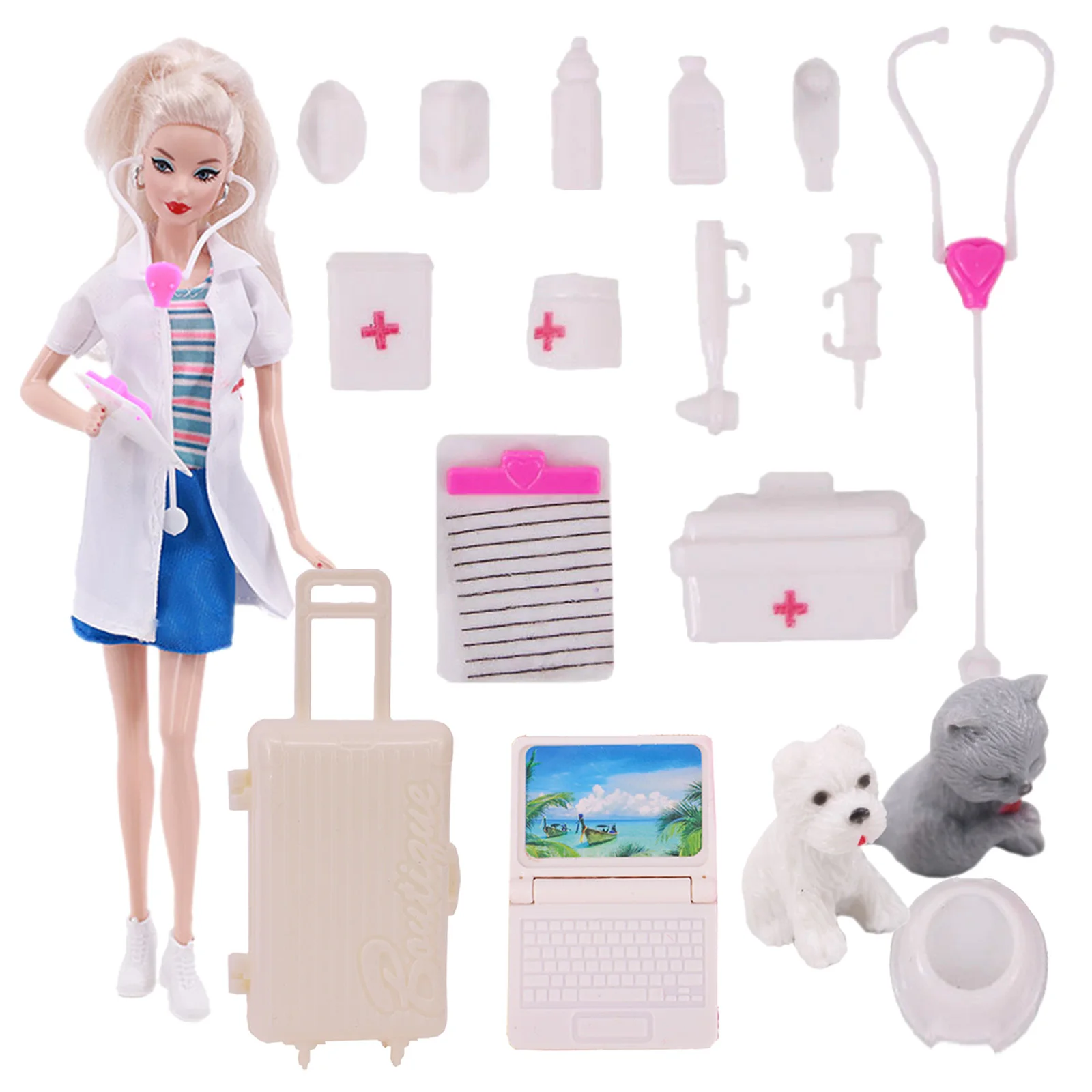 Random 1 Set Doll Accessories for Barbies Doll Shoes Boots Mini Dress Handbags Crown Hangers Glasses Doll Clothes Kids Toy 12''