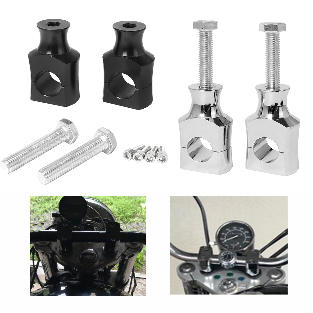 

1 Pair Universal Handlebar Risers Clamp 22mm 25mm CNC Aluminium Black Motorcycle Handle Bar Mounting For Harley /Dyna /Sportster