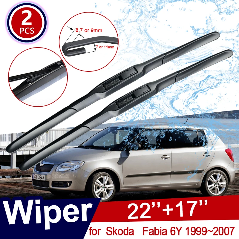 2x Car Wiper Blades for Skoda Fabia MK1 6Y Ford Roadrunner 1999~2007 2005 2004 Front Rear Windscreen Wipers Accessories Sticker