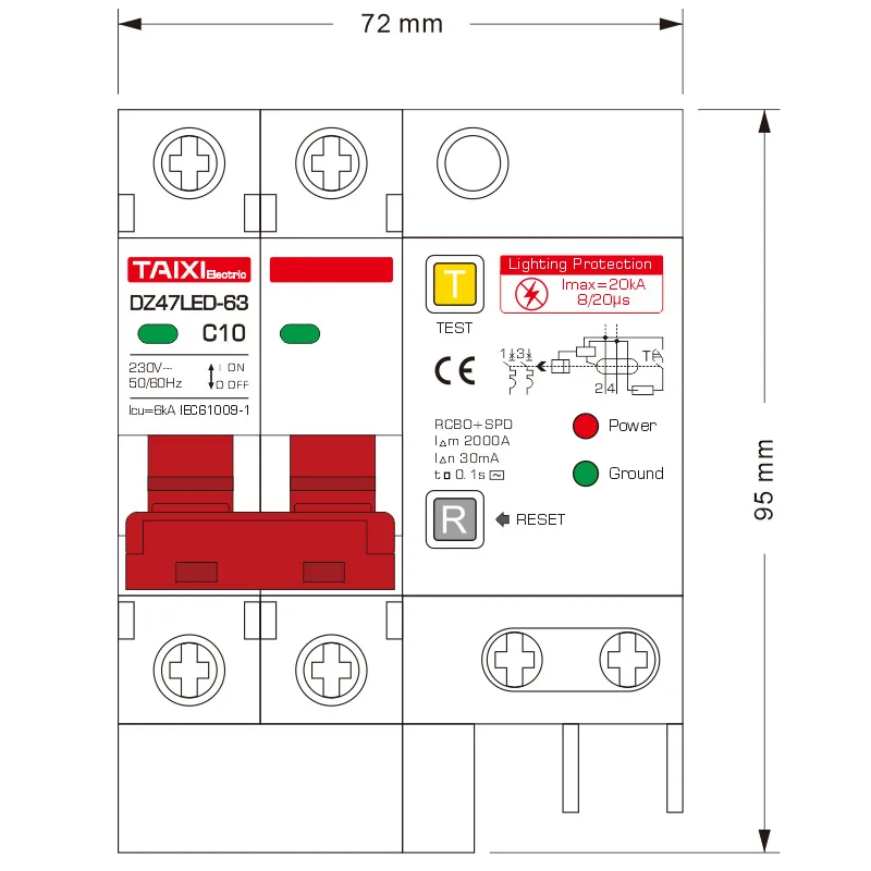 SPD Residual Current Circuit Breaker With Overload RCD RCBO RCCB With Lightning Protection MCB Leakage Surge Protector