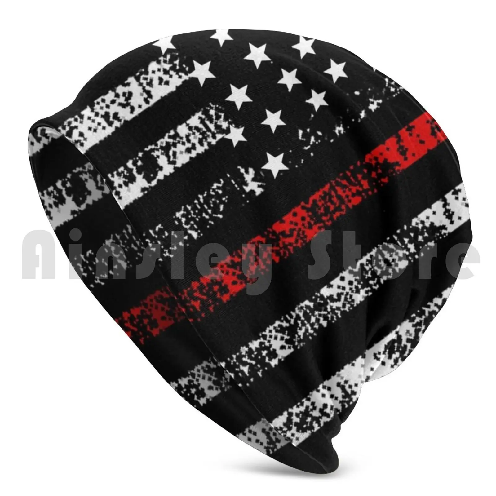 Red Line Us Flag Hat Usa Distressed Firefighter Gift Beanies Knit Hat Hip Hop Thin Red Line Us Flag Red Line