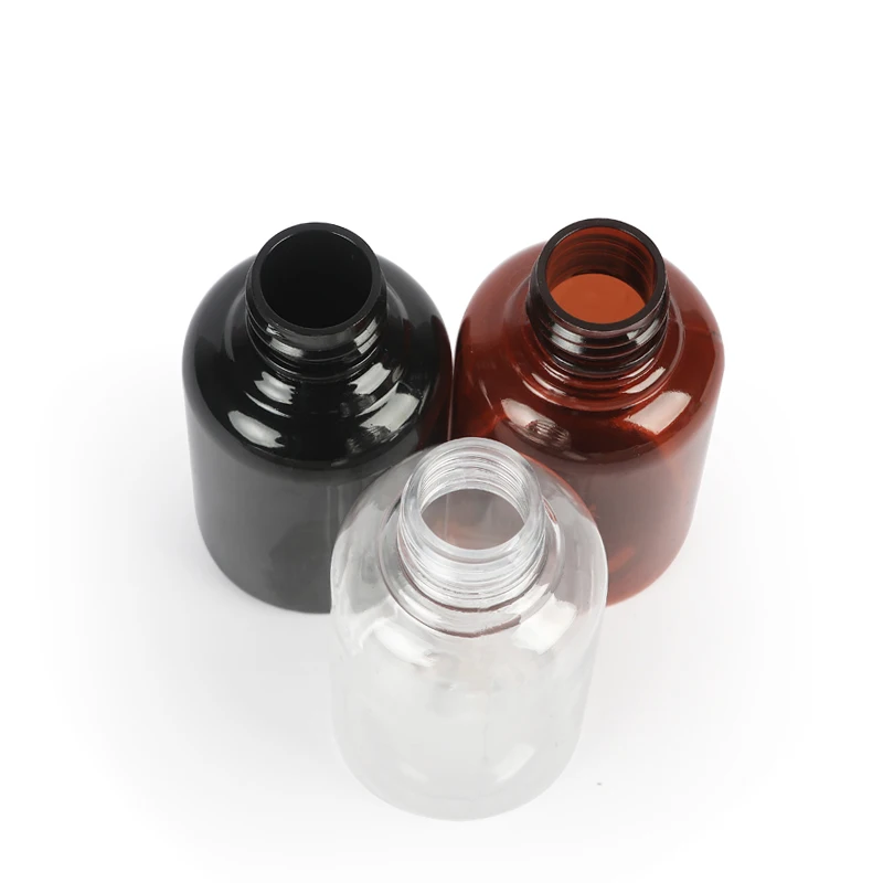 50ML 48 pcs/lot Black/Brown/Transparent Empty Plastic Container PET Travel Bottle With Pointed Mouth Top Cap