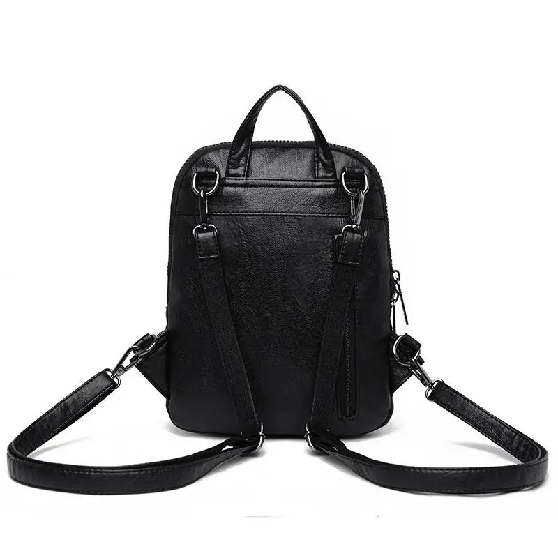 Hot Women Leather Backpack Female Designer Shoulder Bag Girl Personality School Bag Ladies High Quality Travel Bagpack Sac A Dos