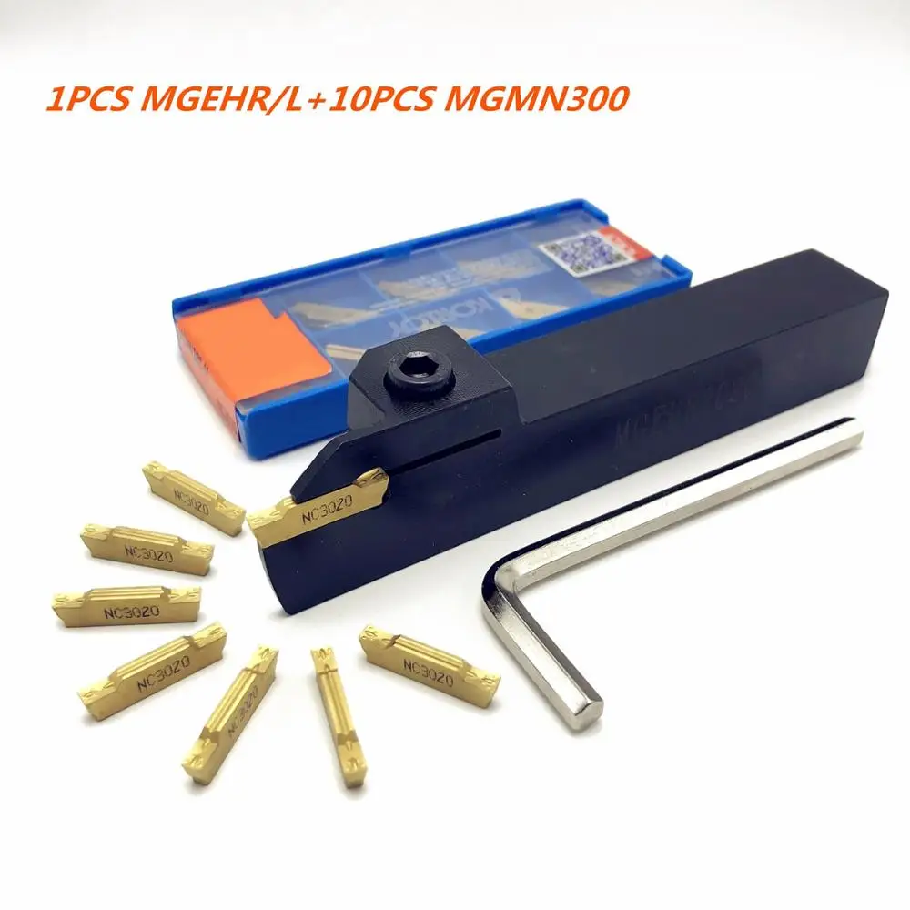 

1PCS CNC slot cutter MGEHR/L 1010 1212 1616 2020 2525-3.0 outer diameter knife holder +10PCS MGMN300-3mm slot blade