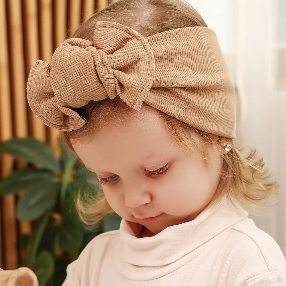 

24pc/lot Top Sale 2019 New Solid Cotton Bows Girls Elastic Headbands Bowknot Head wraps Children Kids Cotton Turban Headbands