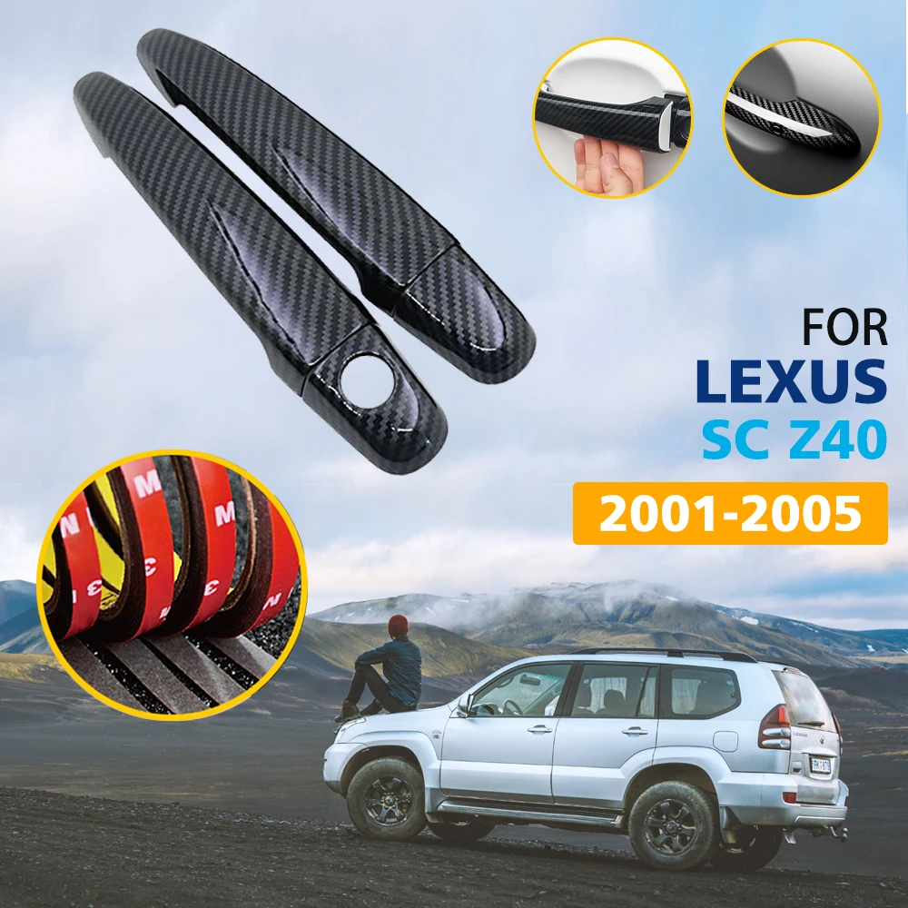 Black Colour Carbon Fiber Door Handle Cover Trim Set for Lexus SC Z40 40 MK2 2001 2002 2003 2004 2005 Car Accessories Stickers