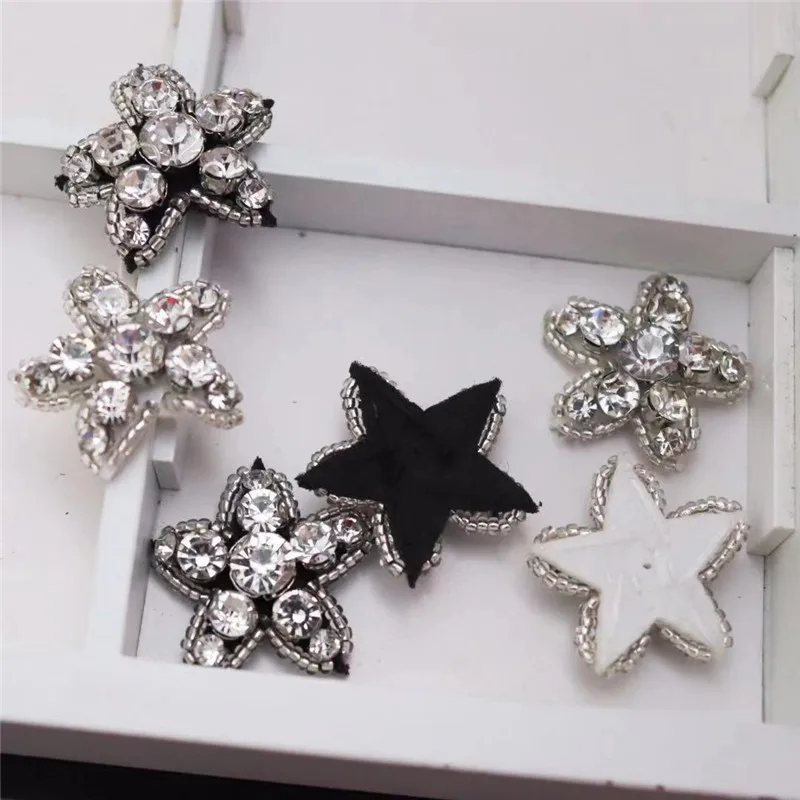 1 Piece Small 3D Craft Beaded Crystal Rhinestones Star Design Patches Applique Sew on Patches Clothes Bags Decorated DIY Sewing